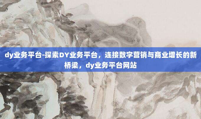 dy业务平台-探索DY业务平台，连接数字营销与商业增长的新桥梁，dy业务平台网站