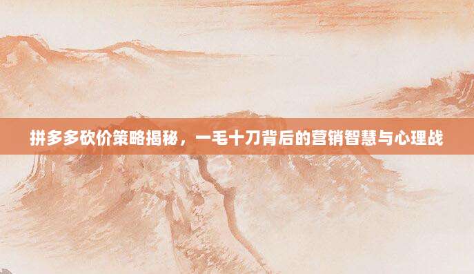 拼多多砍价策略揭秘,一毛十刀背后的营销智慧与心理战