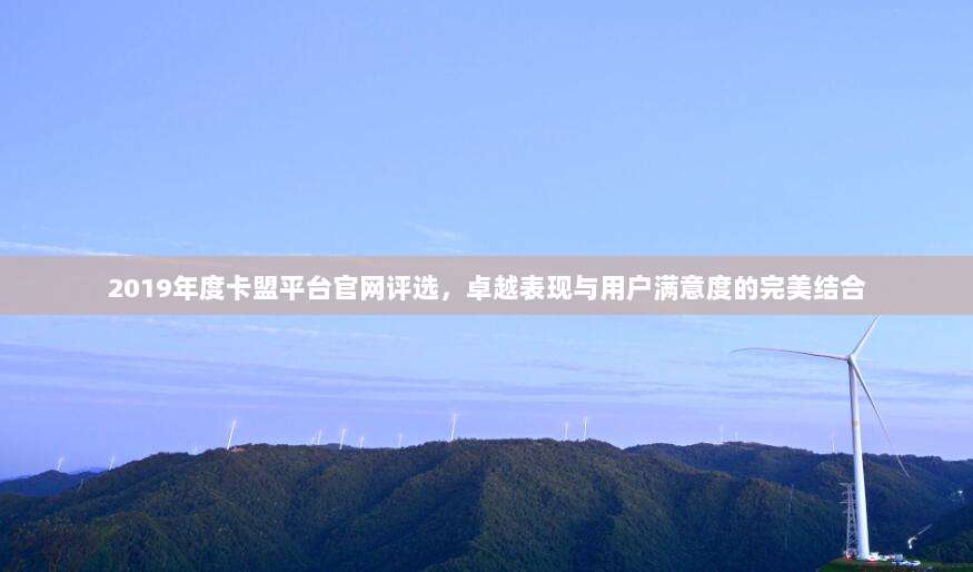 2019年度卡盟平台官网评选，卓越表现与用户满意度的完美结合