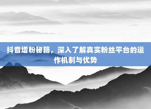 抖音增粉秘籍，深入了解真实粉丝平台的运作机制与优势