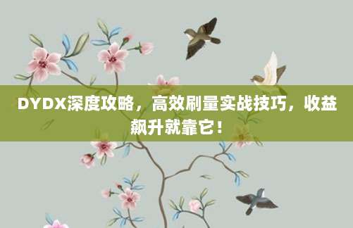 DYDX深度攻略，高效刷量实战技巧，收益飙升就靠它！