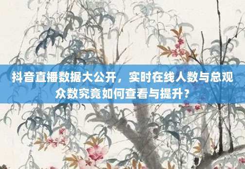 抖音直播数据大公开，实时在线人数与总观众数究竟如何查看与提升？