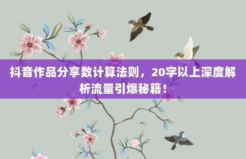 抖音作品分享数计算法则，20字以上深度解析流量引爆秘籍！
