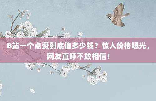 B站一个点赞到底值多少钱？惊人价格曝光，网友直呼不敢相信！