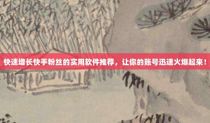 快速增长快手粉丝的实用软件推荐，让你的账号迅速火爆起来！