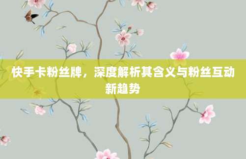 快手卡粉丝牌，深度解析其含义与粉丝互动新趋势